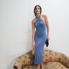 Rugloze halter midi-jurk