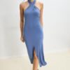 Rugloze halter midi-jurk