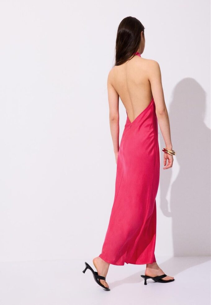 Rugloze halter midi-jurk
