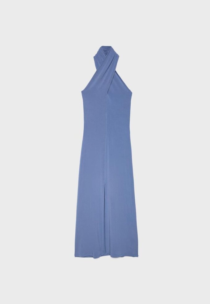 Rugloze halter midi-jurk