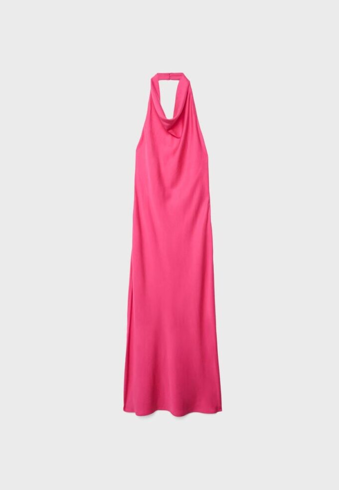 Rugloze halter midi-jurk
