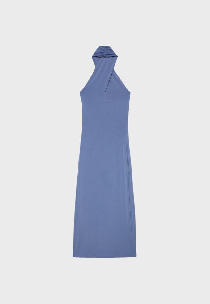Rugloze halter midi-jurk