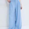 Rustieke broek met Wide Leg pijpen en verstelbare knopen Rustieke broek met Wide Leg pijpen en verstelbare knopen