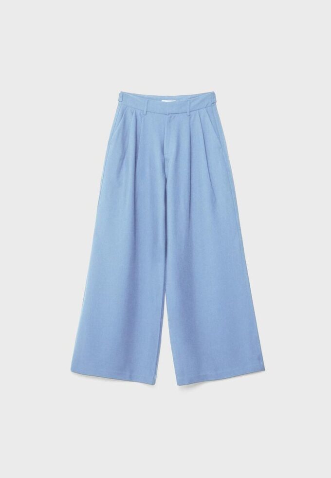 Rustieke broek met Wide Leg pijpen en verstelbare knopen Rustieke broek met Wide Leg pijpen en verstelbare knopen