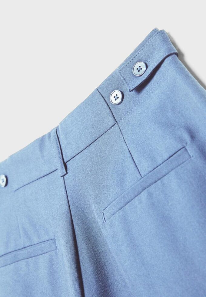 Rustieke broek met Wide Leg pijpen en verstelbare knopen Rustieke broek met Wide Leg pijpen en verstelbare knopen