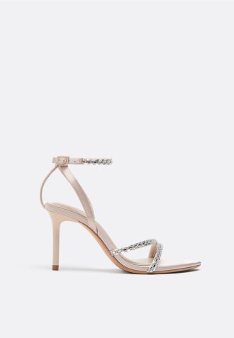 Sandalen met hak en strass-details