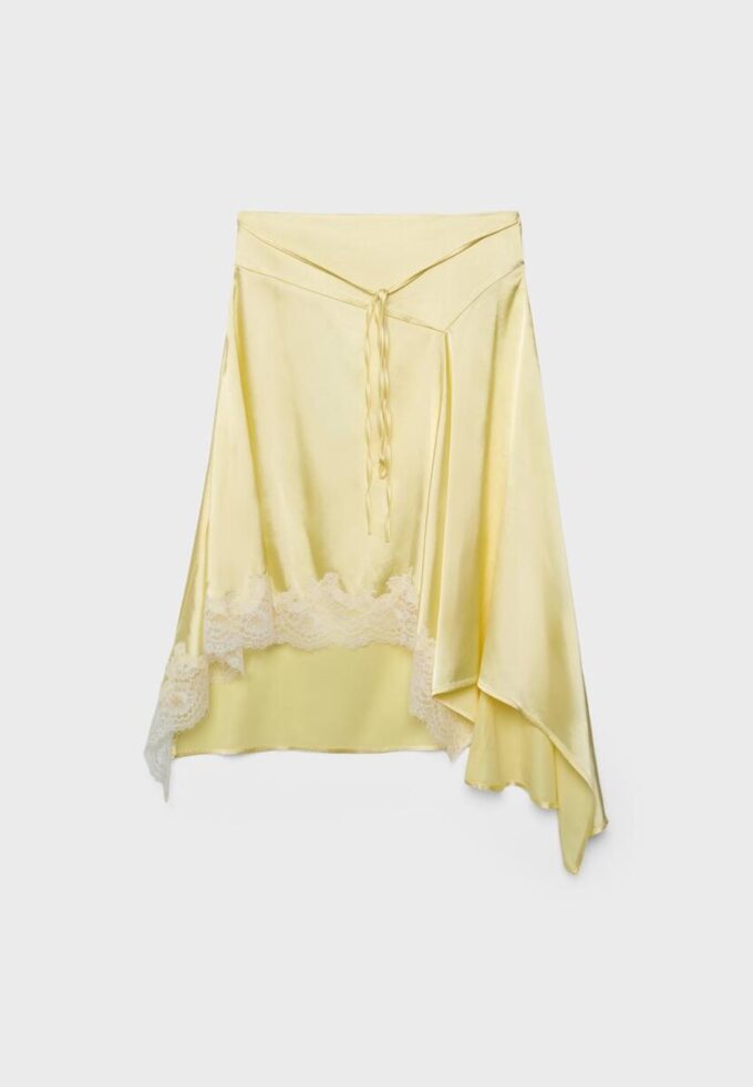 Satijnen asymmetrische midirok