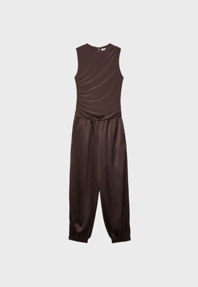 Satijnen jumpsuit met halternek