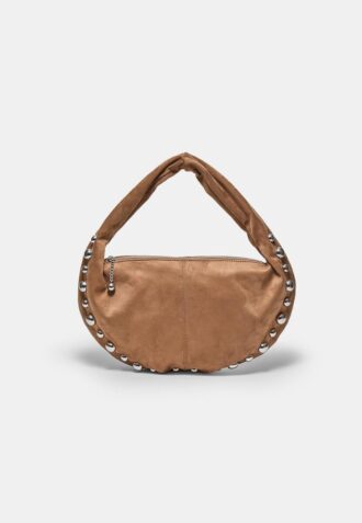 Schoudertas van imitatiesuède met studs
