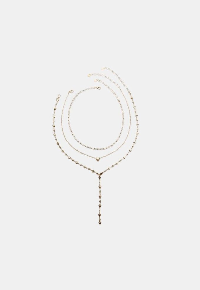 Set van 3 Lariat-hartkettingen