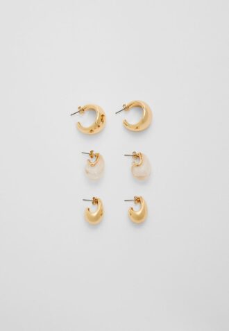 Set van 3 paar volumineuze mini-oorbellen