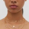 Set van 5 roze steenbedelkettingen