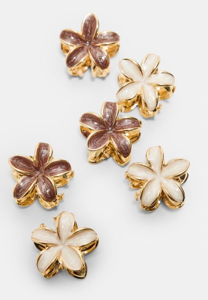 Set van 6 mini-bloemhaarclips