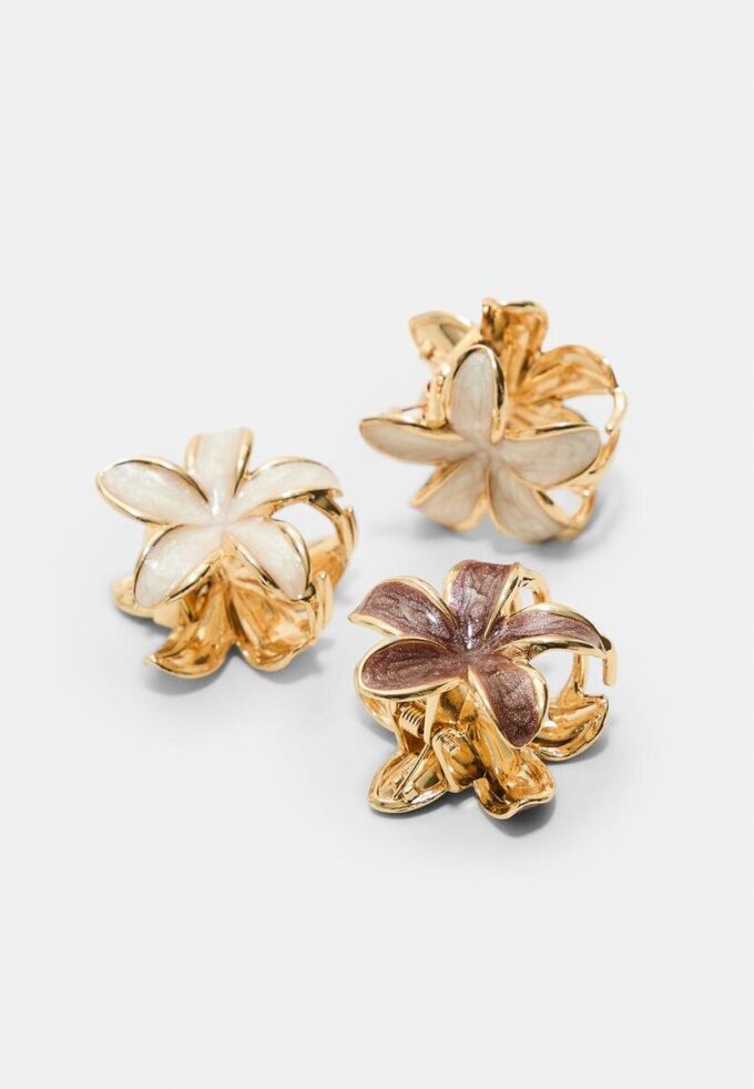 Set van 6 mini-bloemhaarclips