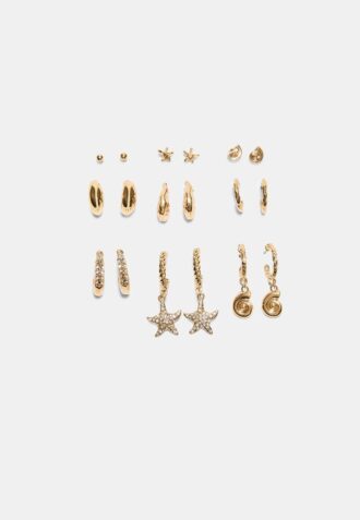 Set van 9 strass-zeesterrenoorbellen