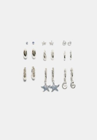 Set van 9 strass-zeesterrenoorbellen