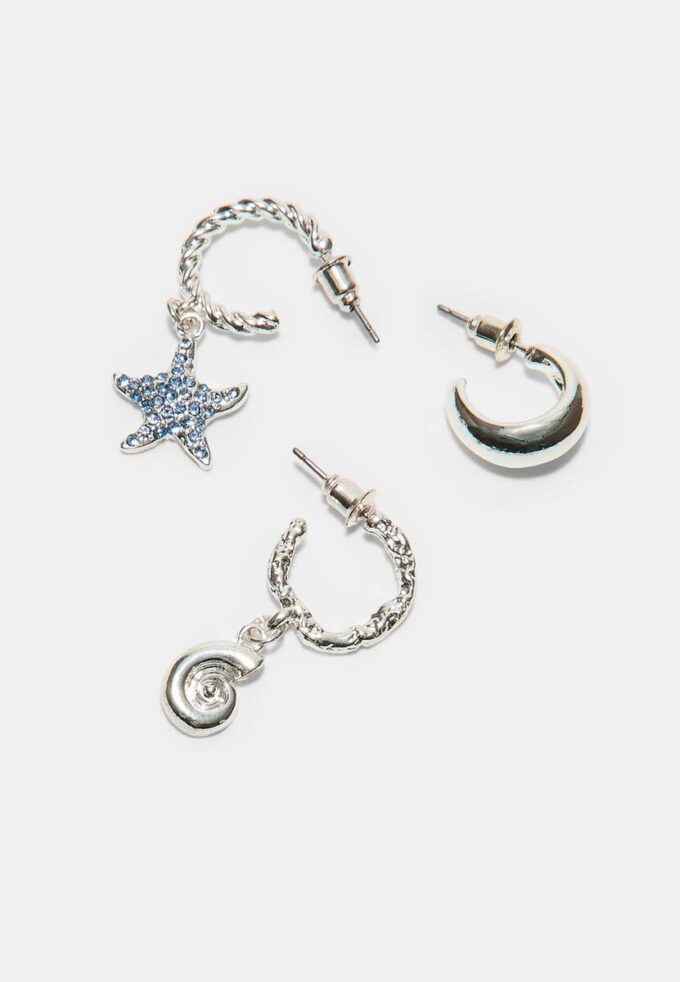 Set van 9 strass-zeesterrenoorbellen Set van 9 strass-zeesterrenoorbellen