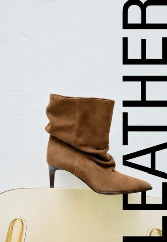 Slouchy leren enkellaarzen met hak