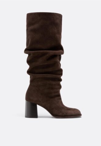 Slouchy leren laarzen met hak