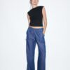 Soepelvallende denim broek met trekkoord Soepelvallende denim broek met trekkoord