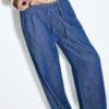 Soepelvallende denim broek met trekkoord Soepelvallende denim broek met trekkoord