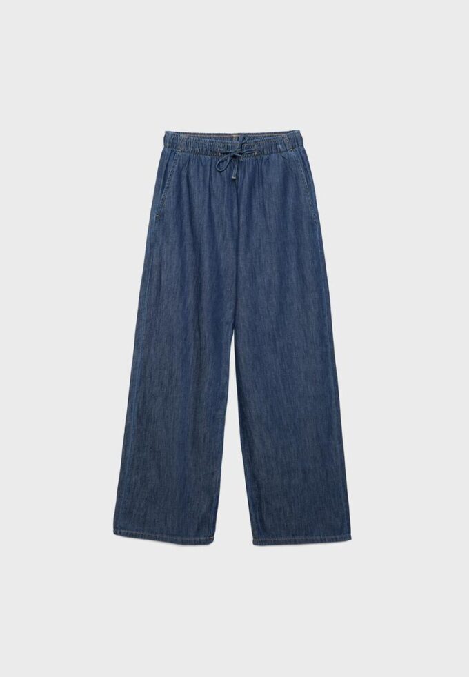 Soepelvallende denim broek met trekkoord Soepelvallende denim broek met trekkoord