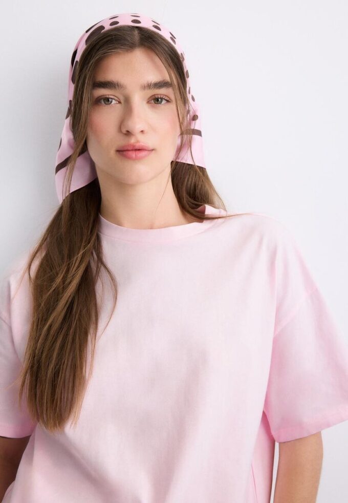 T-shirt met korte mouwen en kanten zoom T-shirt met korte mouwen en kanten zoom