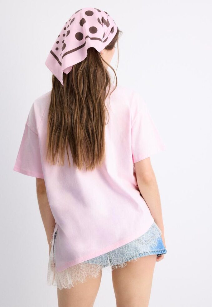 T-shirt met korte mouwen en kanten zoom T-shirt met korte mouwen en kanten zoom