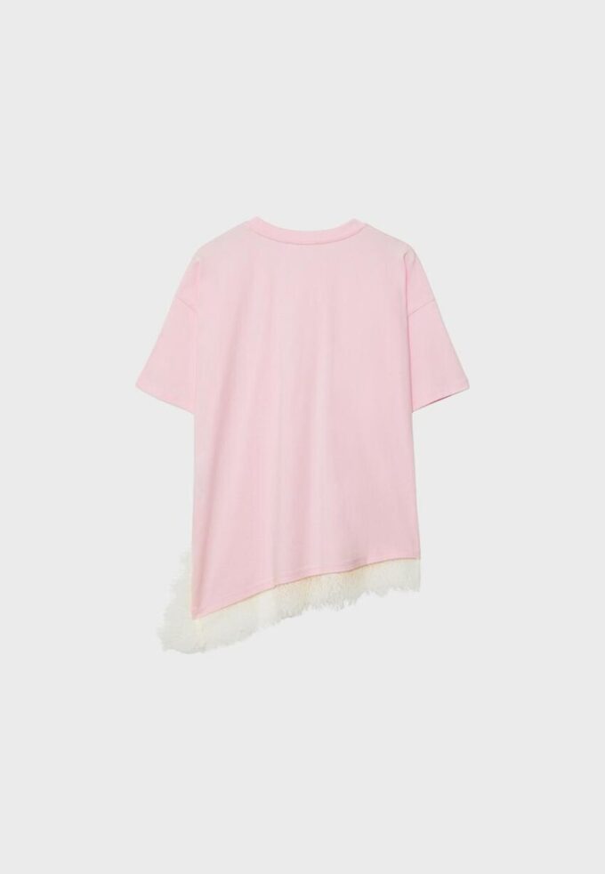 T-shirt met korte mouwen en kanten zoom T-shirt met korte mouwen en kanten zoom