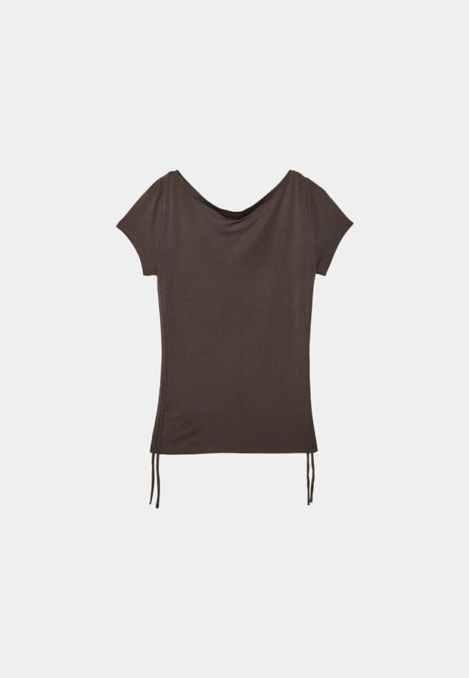 T-shirt met korte mouwen en ruches aan de zijkant