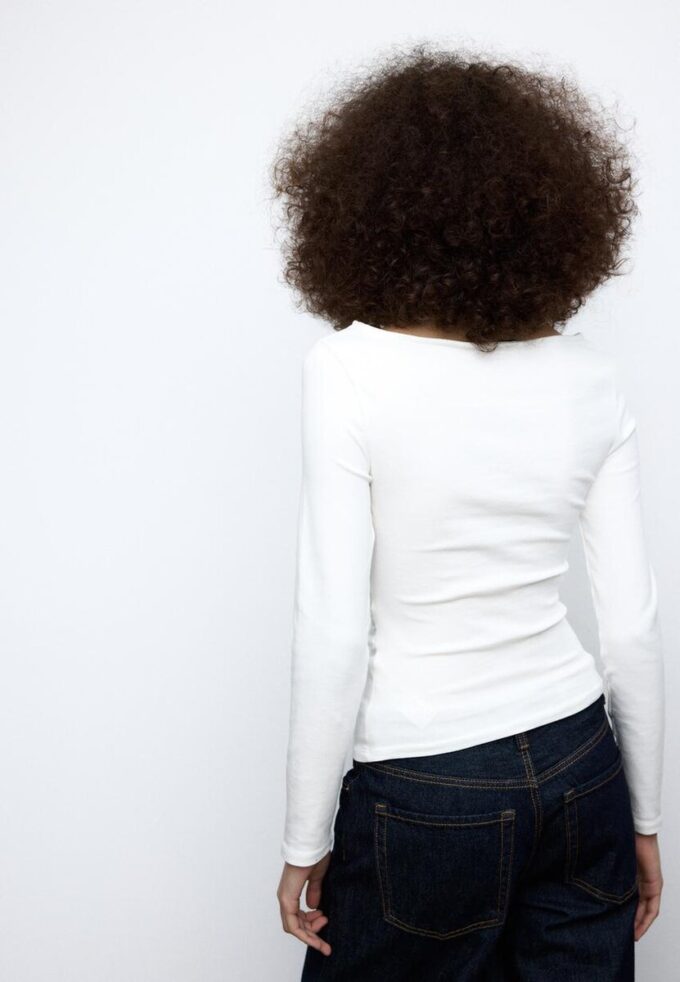 T-shirt met lange mouwen en plooien