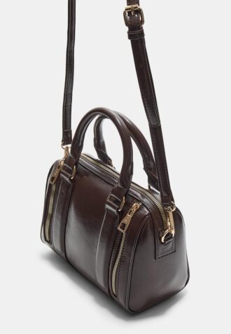 Tas met ritsen in leerlook