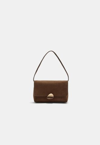 Tas van imitatiesuède met asymmetrische metalen sluiting