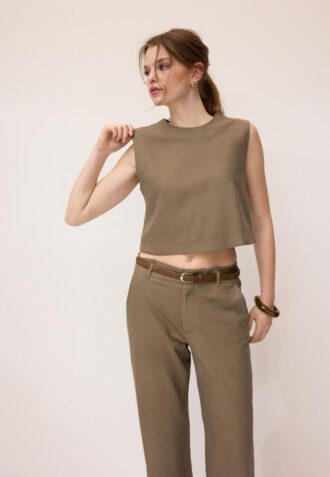 Top met racerback in linnenlook