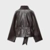 Trenchcoat met hoge kraag en leerlook Trenchcoat met hoge kraag en leerlook