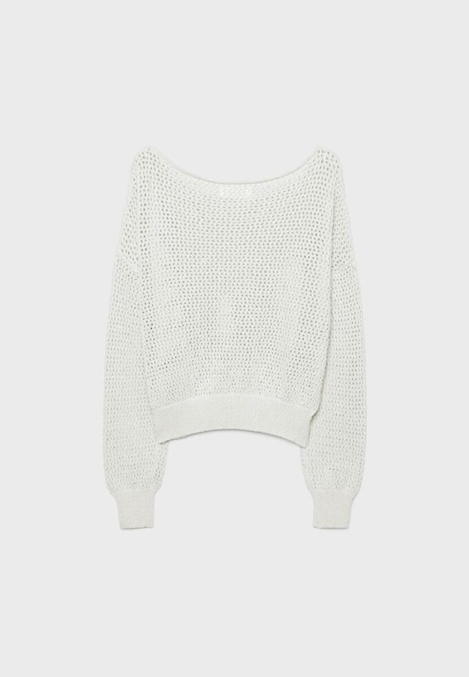 Trui met boothals van mesh Trui met boothals van mesh