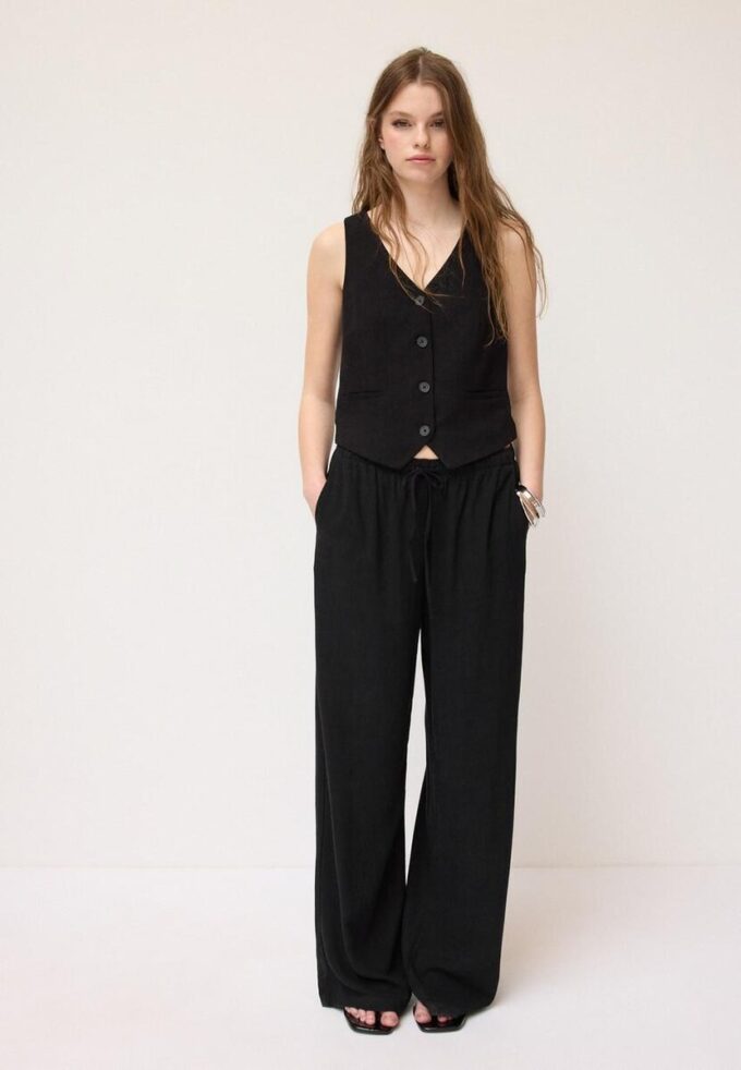 Vest met knopen in linnenlook