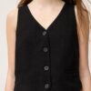 Vest met knopen in linnenlook
