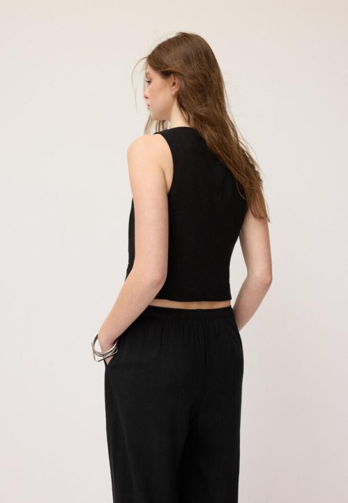 Vest met knopen in linnenlook