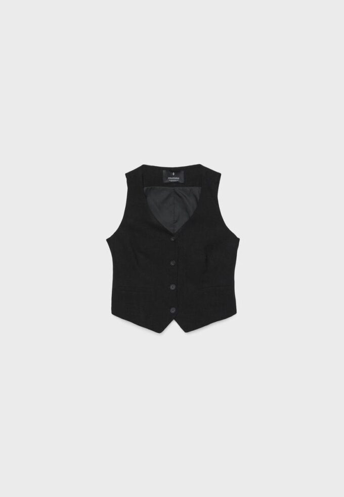 Vest met knopen in linnenlook