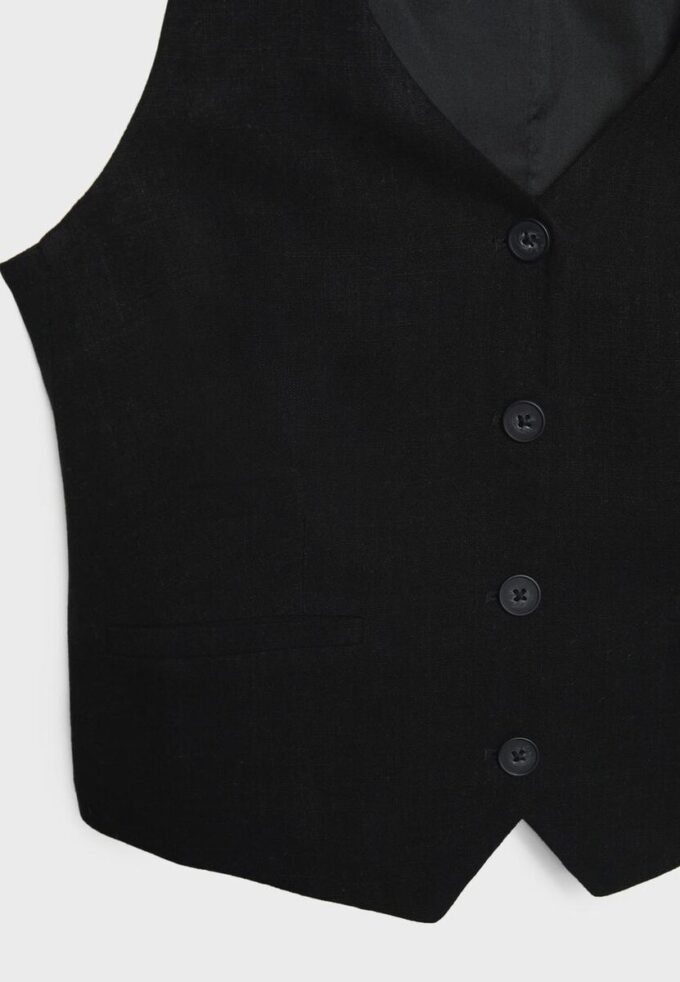 Vest met knopen in linnenlook