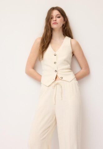 Vest met linnenlook