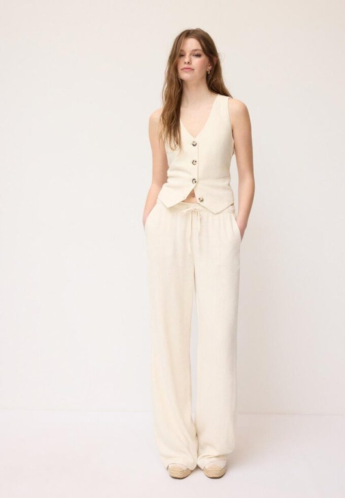 Vest met linnenlook
