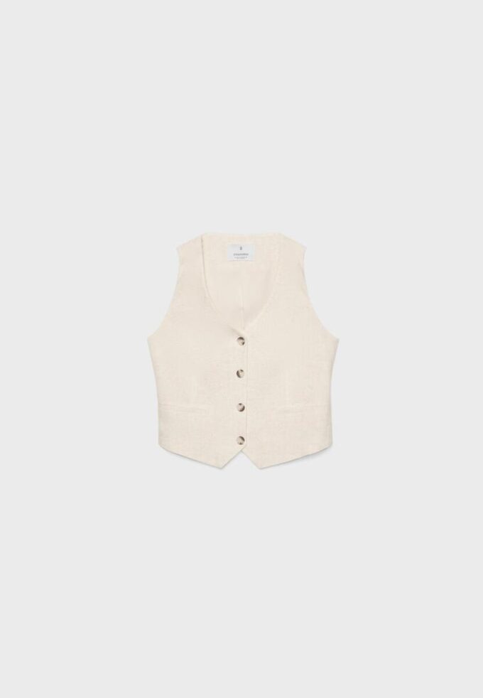 Vest met linnenlook