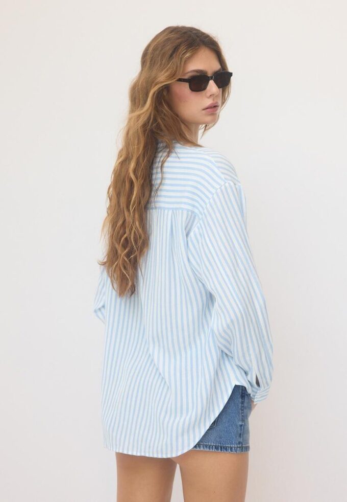 Vloeiend overhemd met linnenlook