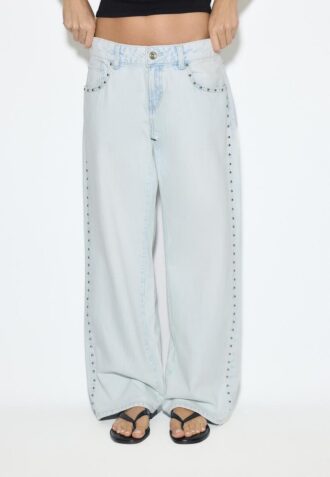 Wide Leg loszittende jeans met studs