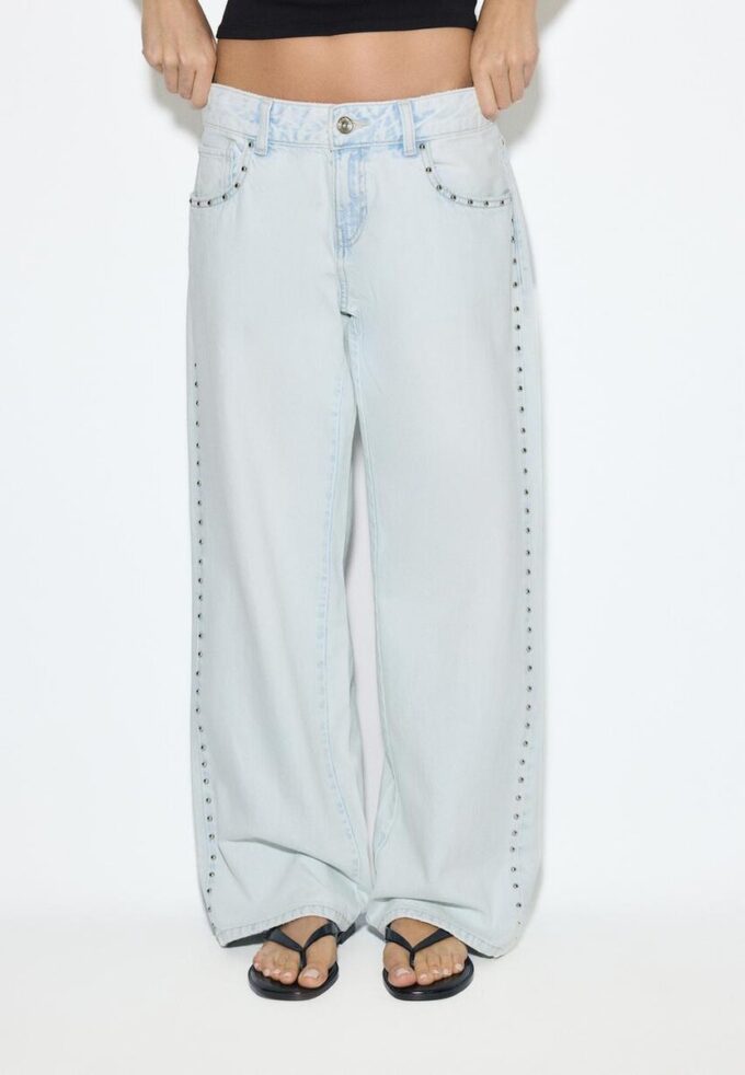 Wide Leg loszittende jeans met studs