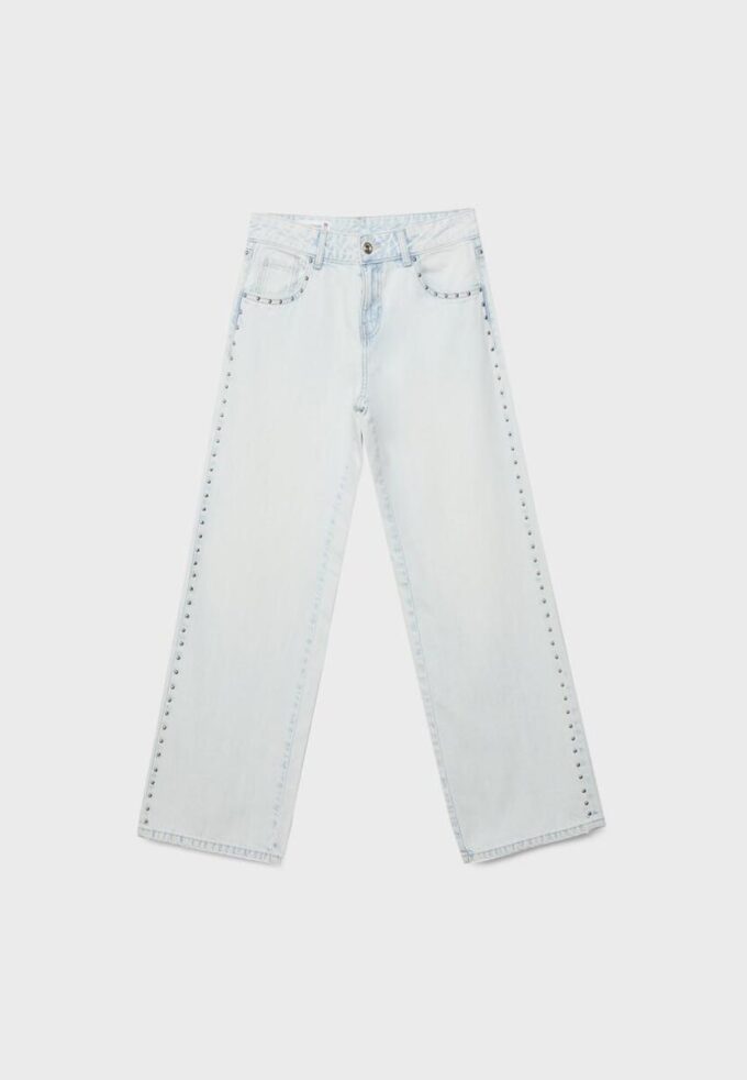 Wide Leg loszittende jeans met studs