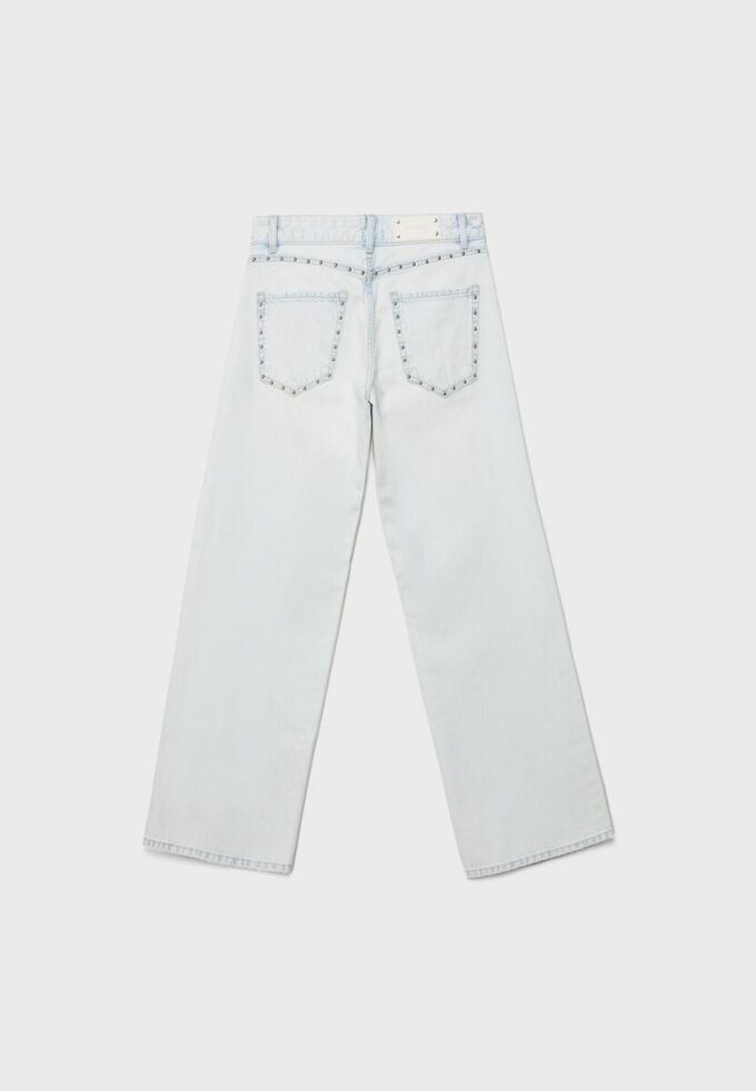 Wide Leg loszittende jeans met studs