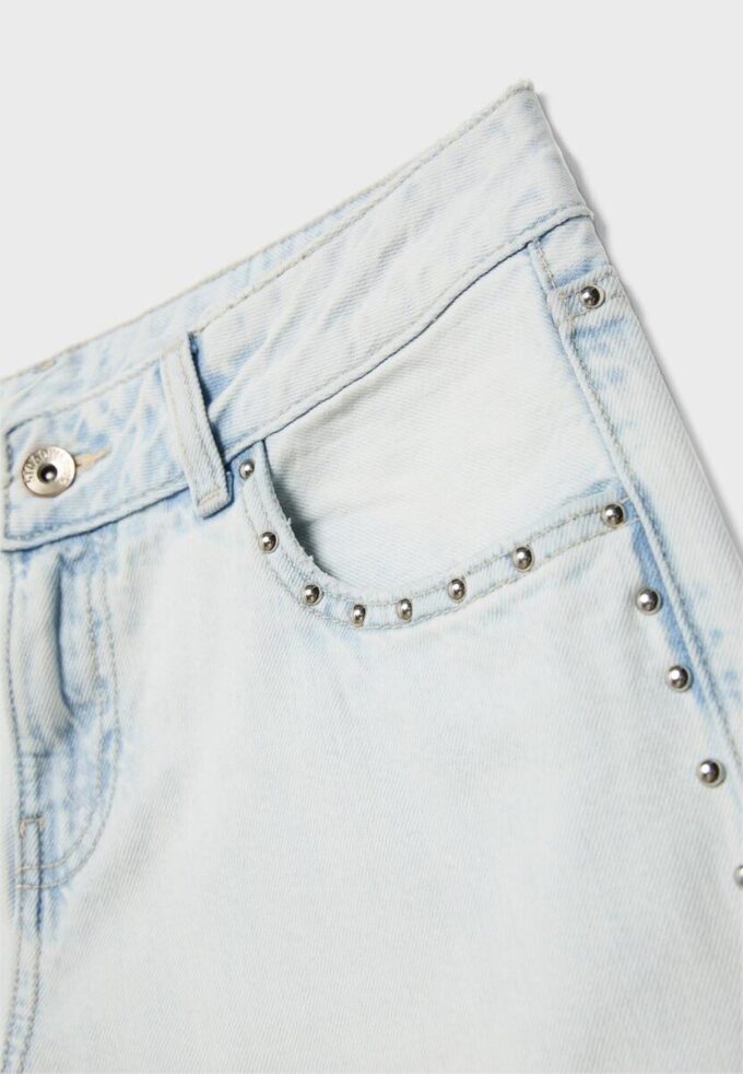 Wide Leg loszittende jeans met studs